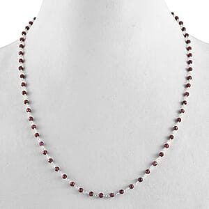 Ankur Treasure Chest Orissa Rhodolite Garnet Beaded Necklace 20 Inches in Platinum Over Sterling Silver 14.20 ctw
