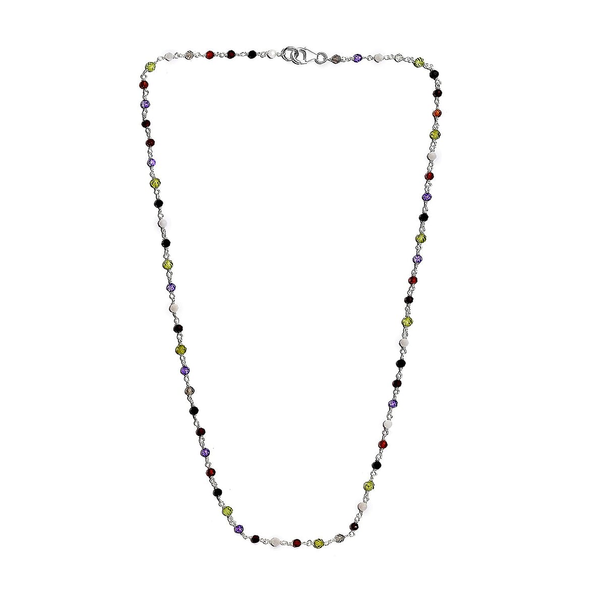 Ankur Treasure Chest Multi Gemstone Beaded Necklace (20 Inches) in Platinum Over Sterling Silver 13.50 ctw image number 3