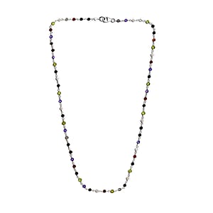 Ankur Treasure Chest Multi Gemstone Beaded Necklace (20 Inches) in Platinum Over Sterling Silver 13.50 ctw