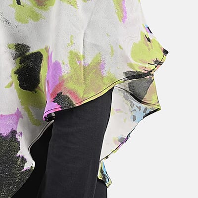 Tamsy Black and Purple Color Woven Top - L