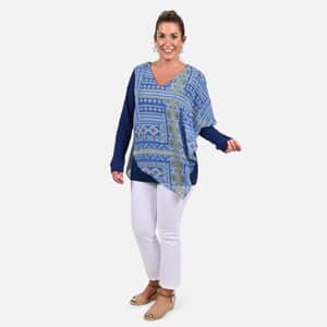 Tamsy Navy Color Woven Top - XL