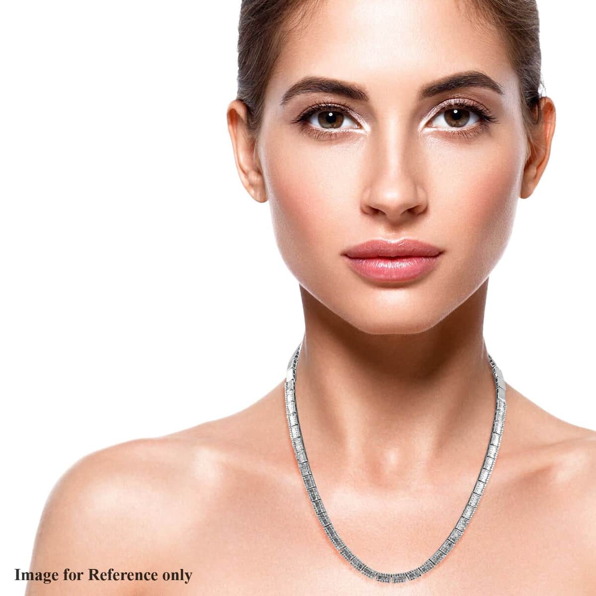 Blue Diamond (IR) Tennis Necklace (16 Inches) in Rhodium and Platinum Over Sterling Silver (21.30 g) 4.00 ctw image number 2