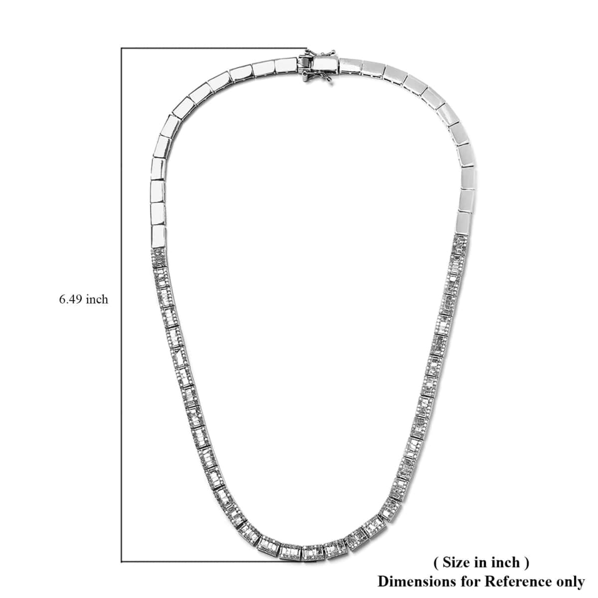 Diamond Tennis Necklace, Diamond Three Row Necklace, Platinum Over Sterling Silver Necklace,  16 Inch Necklace, Diamond Jewelry For Her  4.00 ctw image number 4