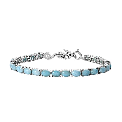 Larimar Tennis Bracelet in Platinum Over Sterling Silver (8.00 In) 19.60 ctw
