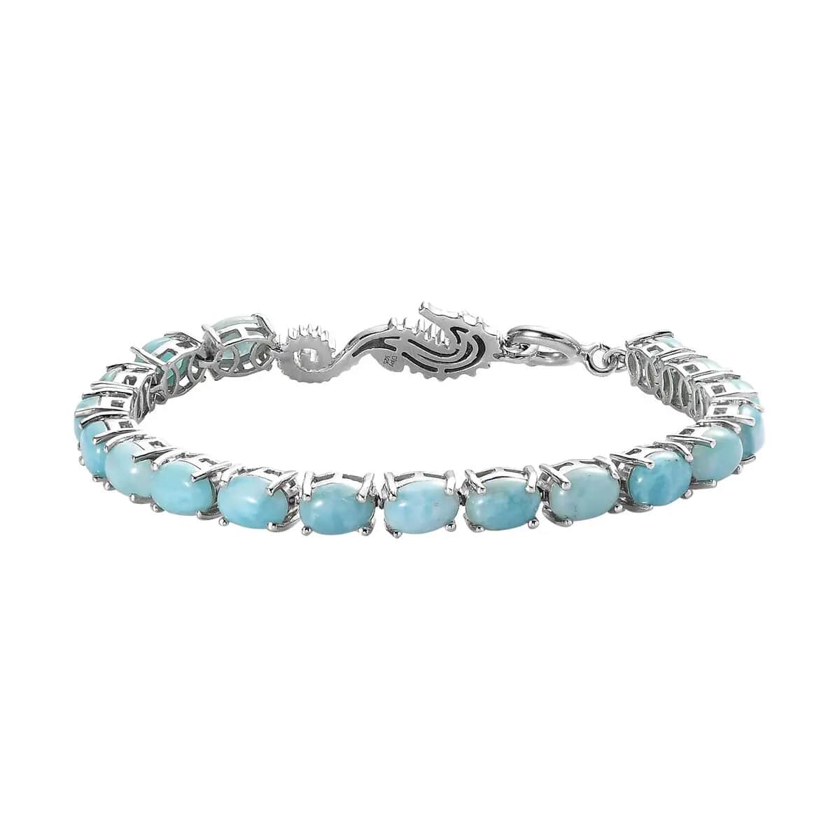 Larimar Tennis Bracelet in Platinum Over Sterling Silver (8.00 In) (11.30 g) 21.85 ctw image number 0