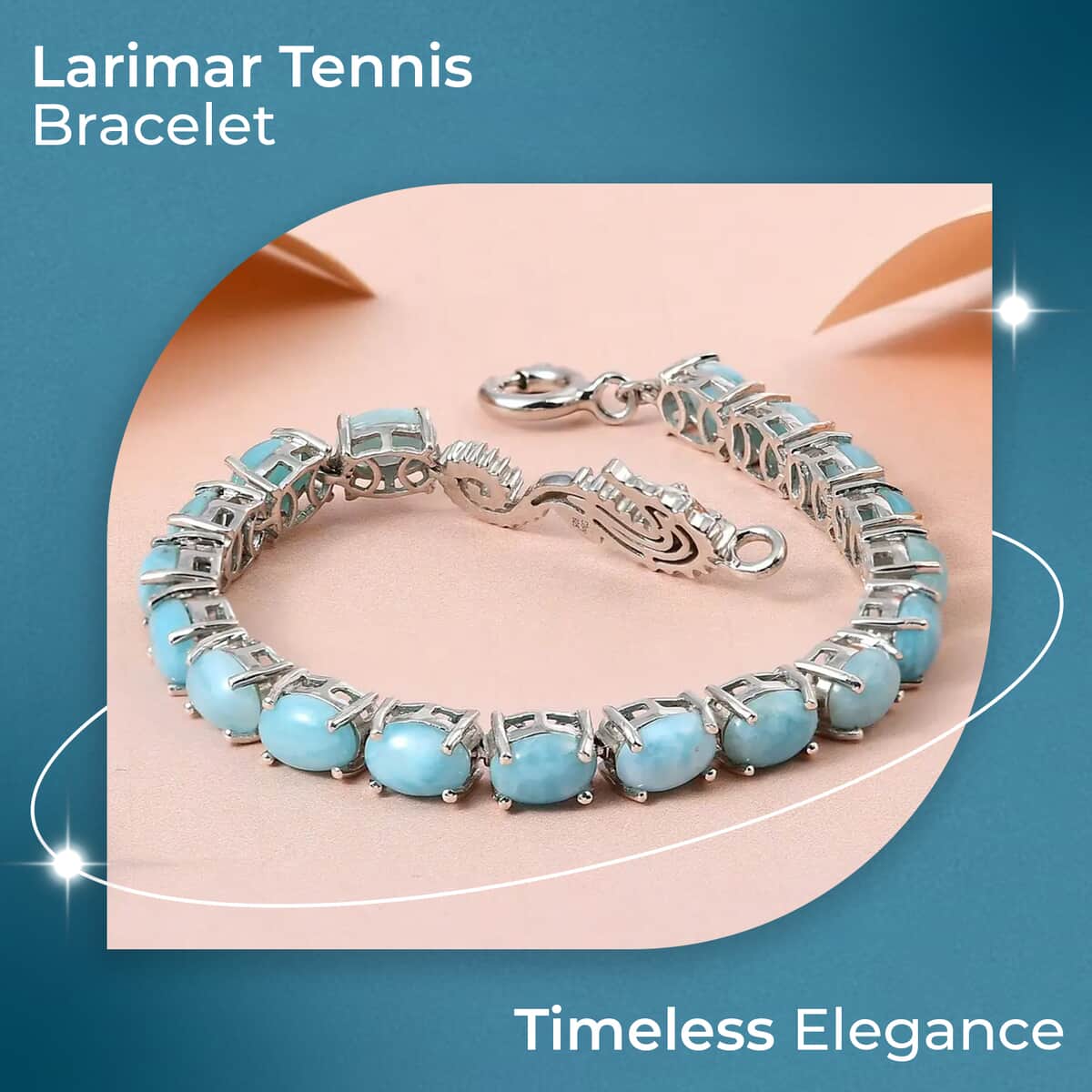 Larimar Tennis Bracelet in Platinum Over Sterling Silver (8.00 In) (11.30 g) 21.85 ctw image number 1