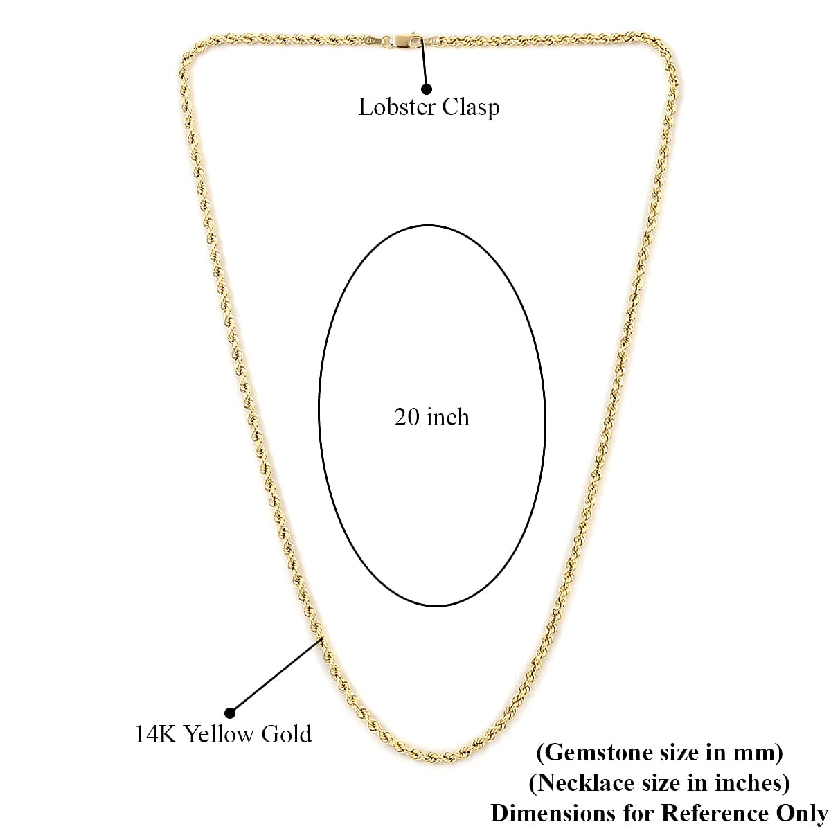 14K Yellow Gold 1.5mm Rope Necklace 20 Inches 1.6 Grams image number 2