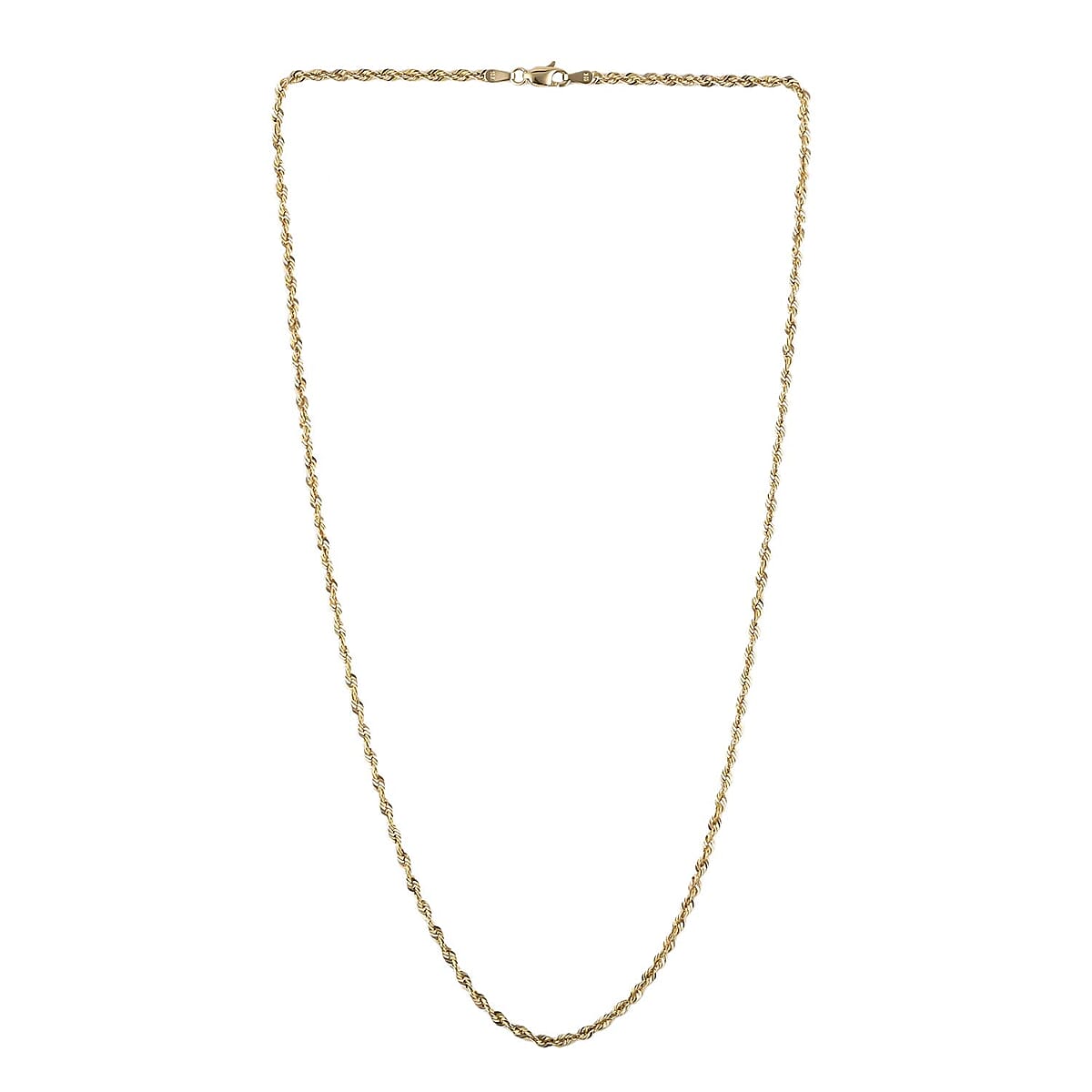 10K Yellow Gold 1.5mm Rope Chain Necklace 20 Inches 1.4 Grams image number 2