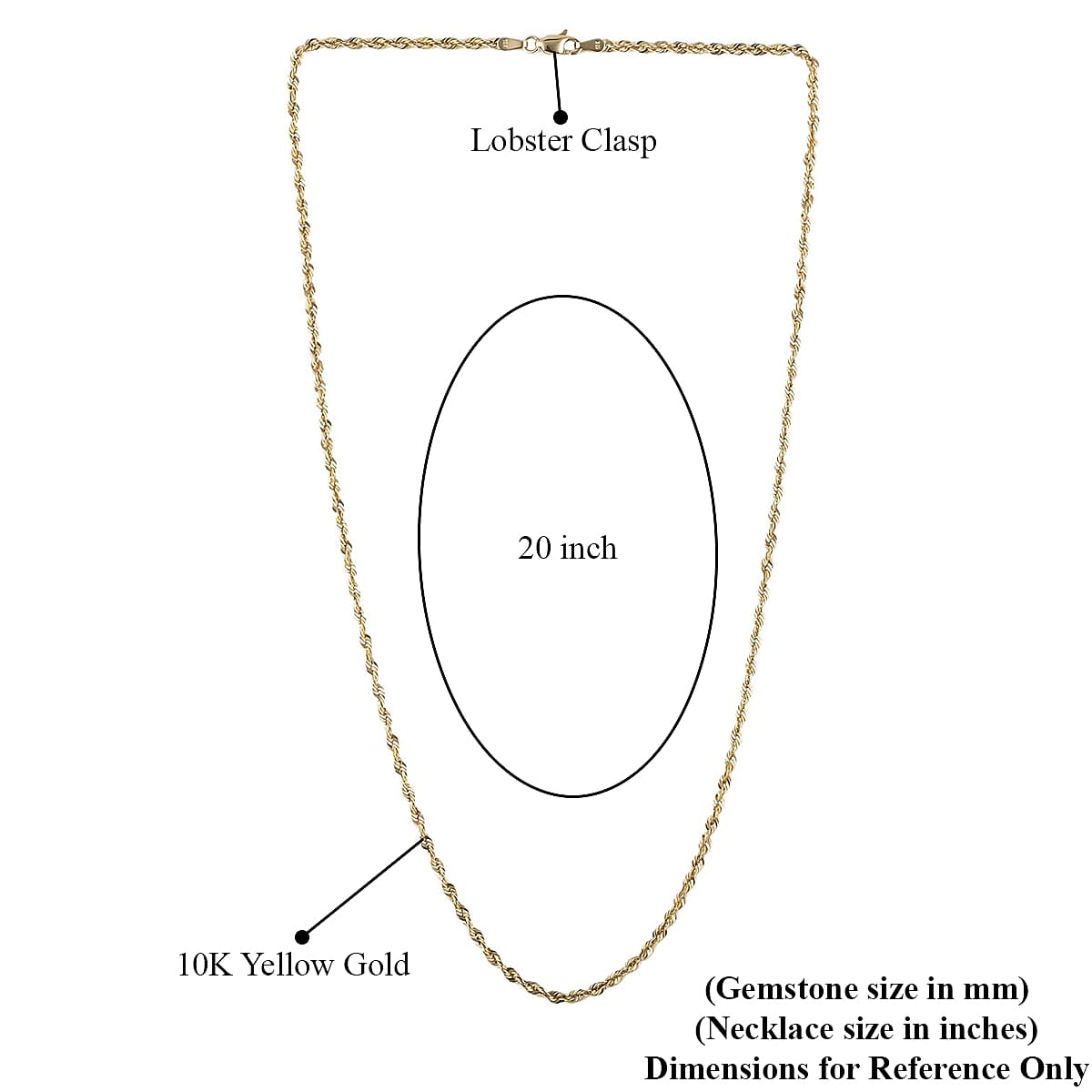 10K Yellow Gold 1.5mm Rope Chain Necklace 20 Inches 1.4 Grams image number 4