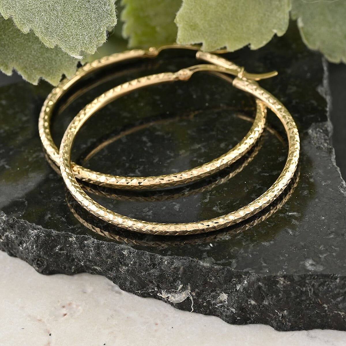 14K Yellow Gold 40mm Hoop Earrings 1.7 Grams image number 1
