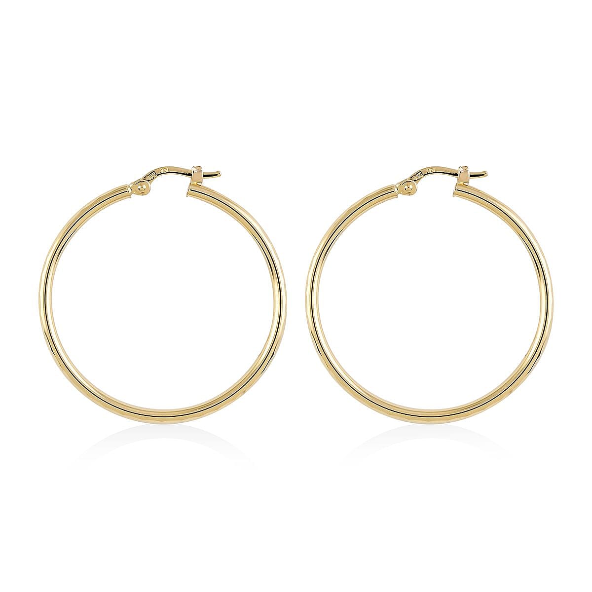 14K Yellow Gold 30mm Hoop Earrings 2.6 Grams image number 3