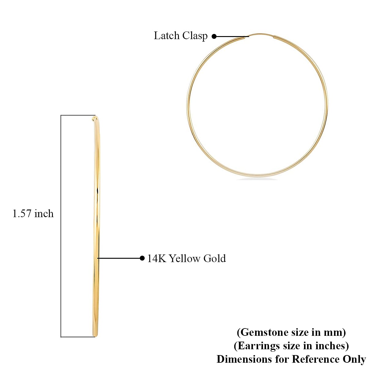 14K Yellow Gold 40mm Hoop Earrings 1.2 Grams image number 4