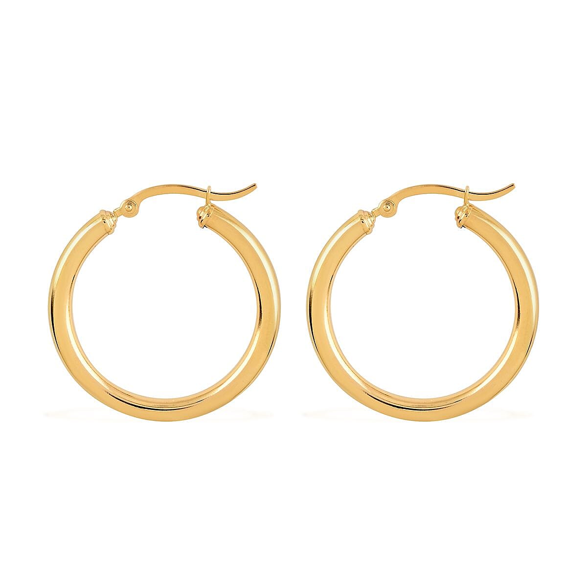 14K Yellow Gold 30mm Hoop Earrings 2.4 Grams image number 3