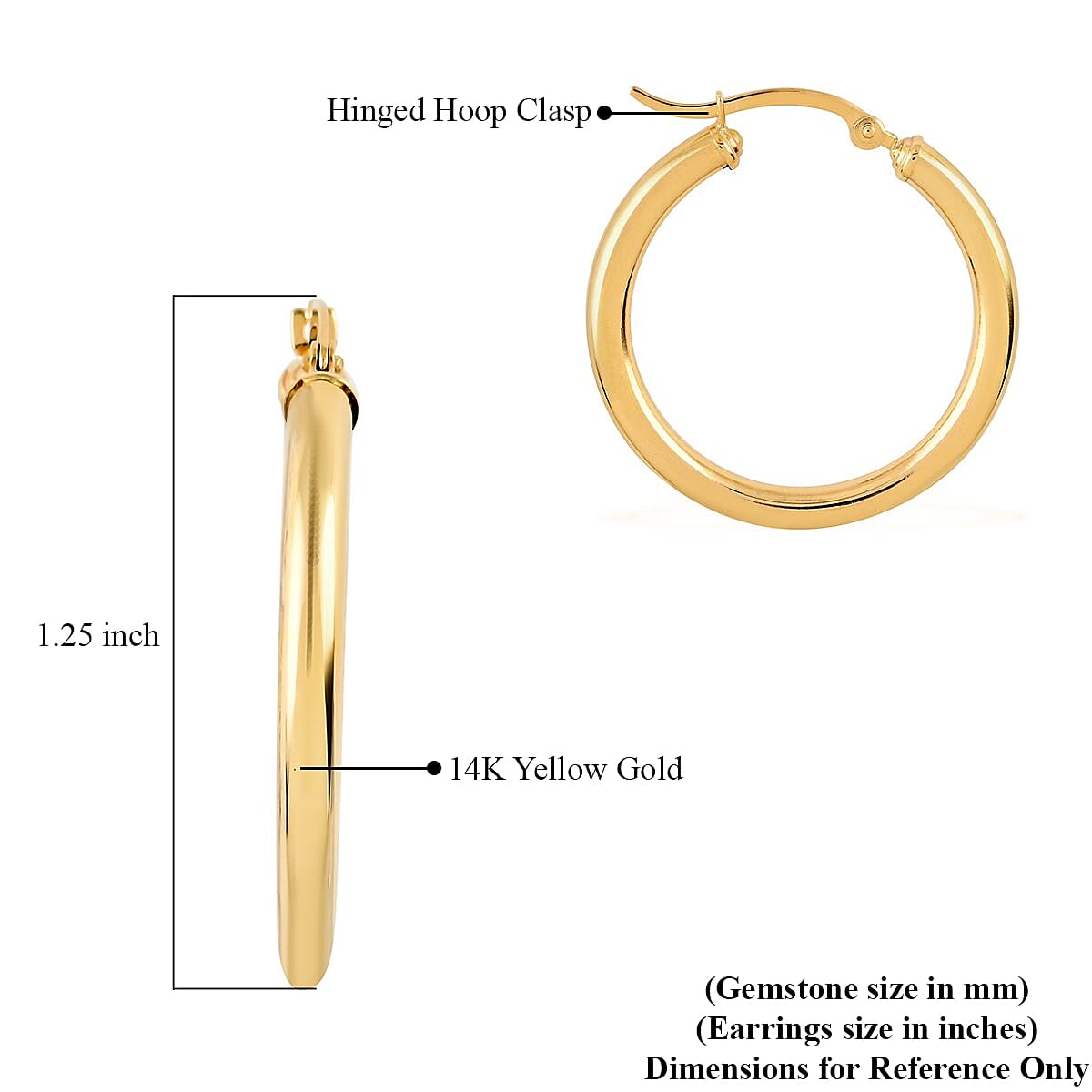14K Yellow Gold 30mm Hoop Earrings 2.4 Grams image number 4