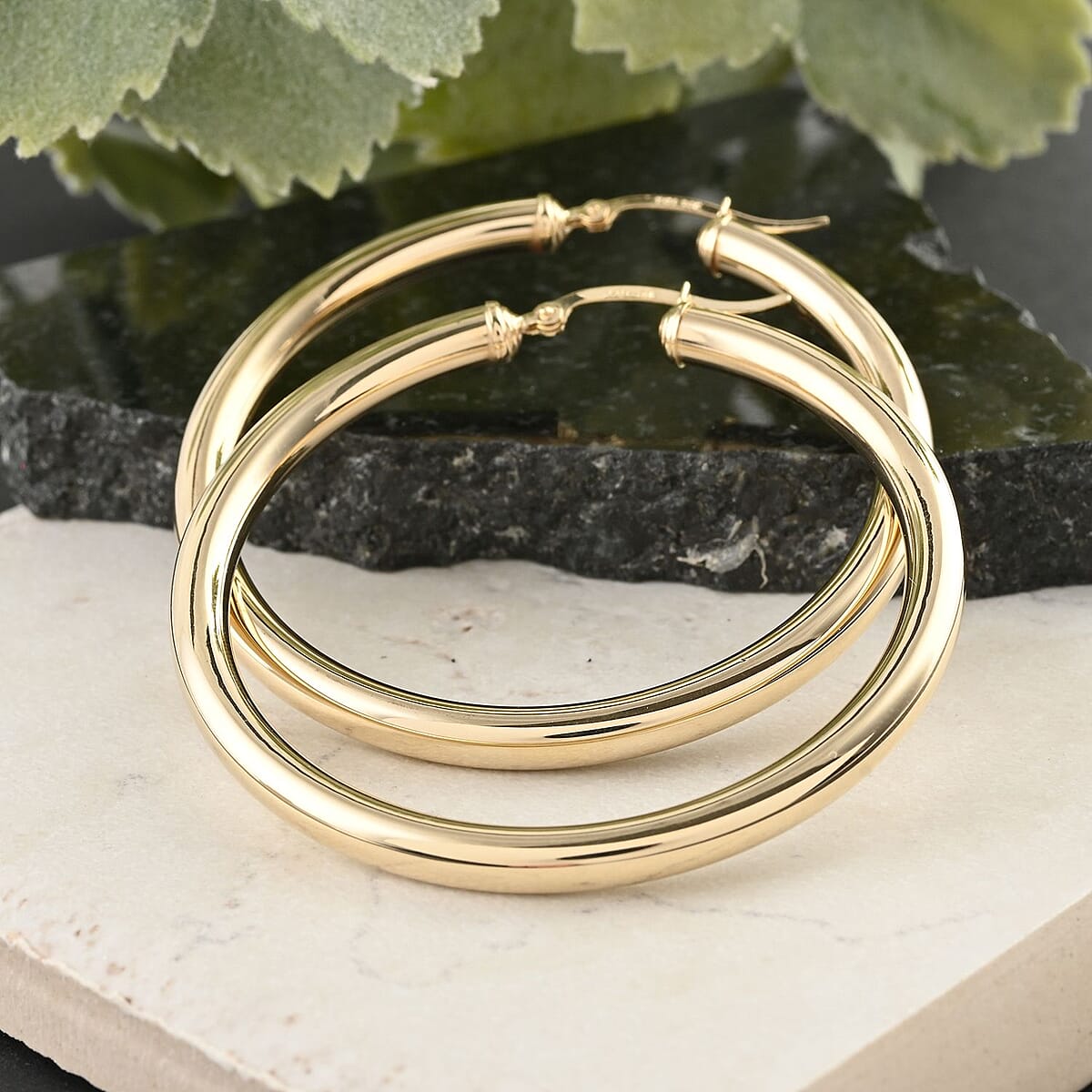 14K Yellow Gold 50mm Hoop Earrings (6.2 g) image number 1