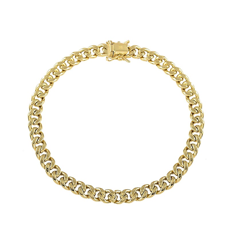 10K Yellow Gold 3.5mm Cuban Chain Bracelet (7.00 In) 1.7 Grams
