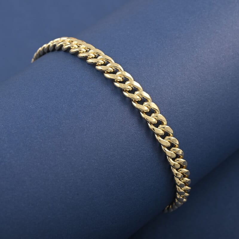 10K Yellow Gold 3.5mm Cuban Chain Bracelet (7.00 In) 1.7 Grams