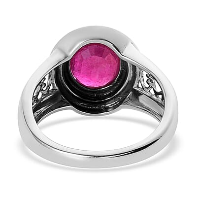 Artisan Crafted Niassa Ruby (FF) Solitaire Ring in Sterling Silver (Size 10.0) 3.90 ctw