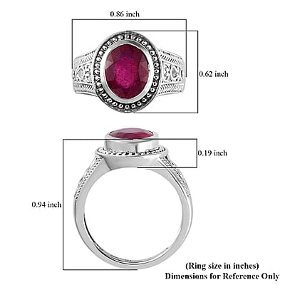 Artisan Crafted Niassa Ruby (FF) Solitaire Ring in Sterling Silver (Size 10.0) 3.90 ctw
