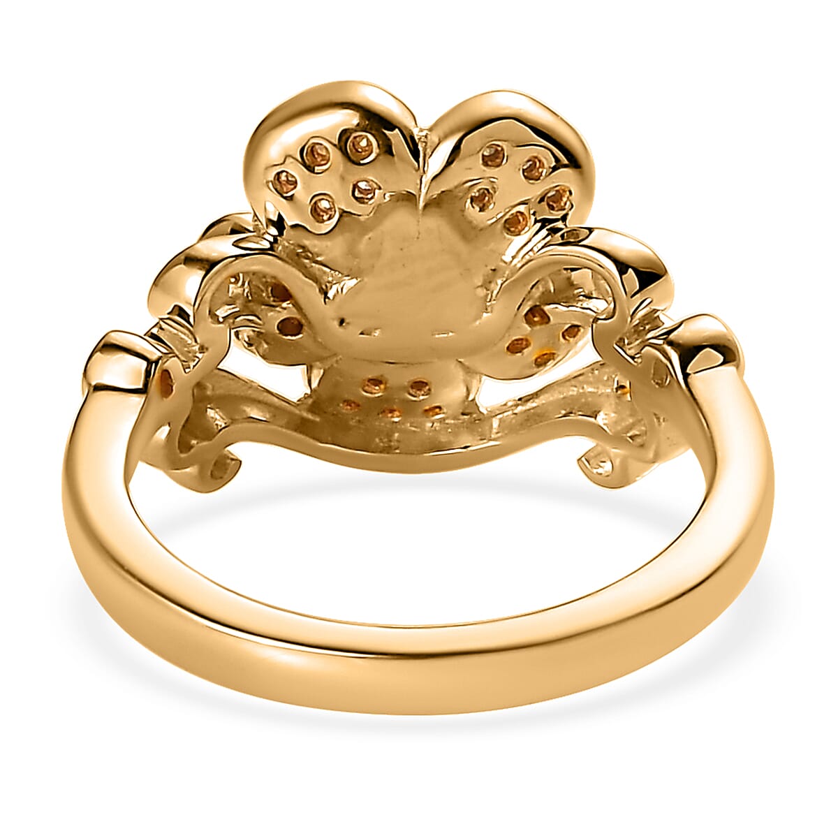 Natural Yellow Diamond I3 Floral Ring in Vermeil Yellow Gold Over Sterling Silver (Size 10.0) 0.20 ctw