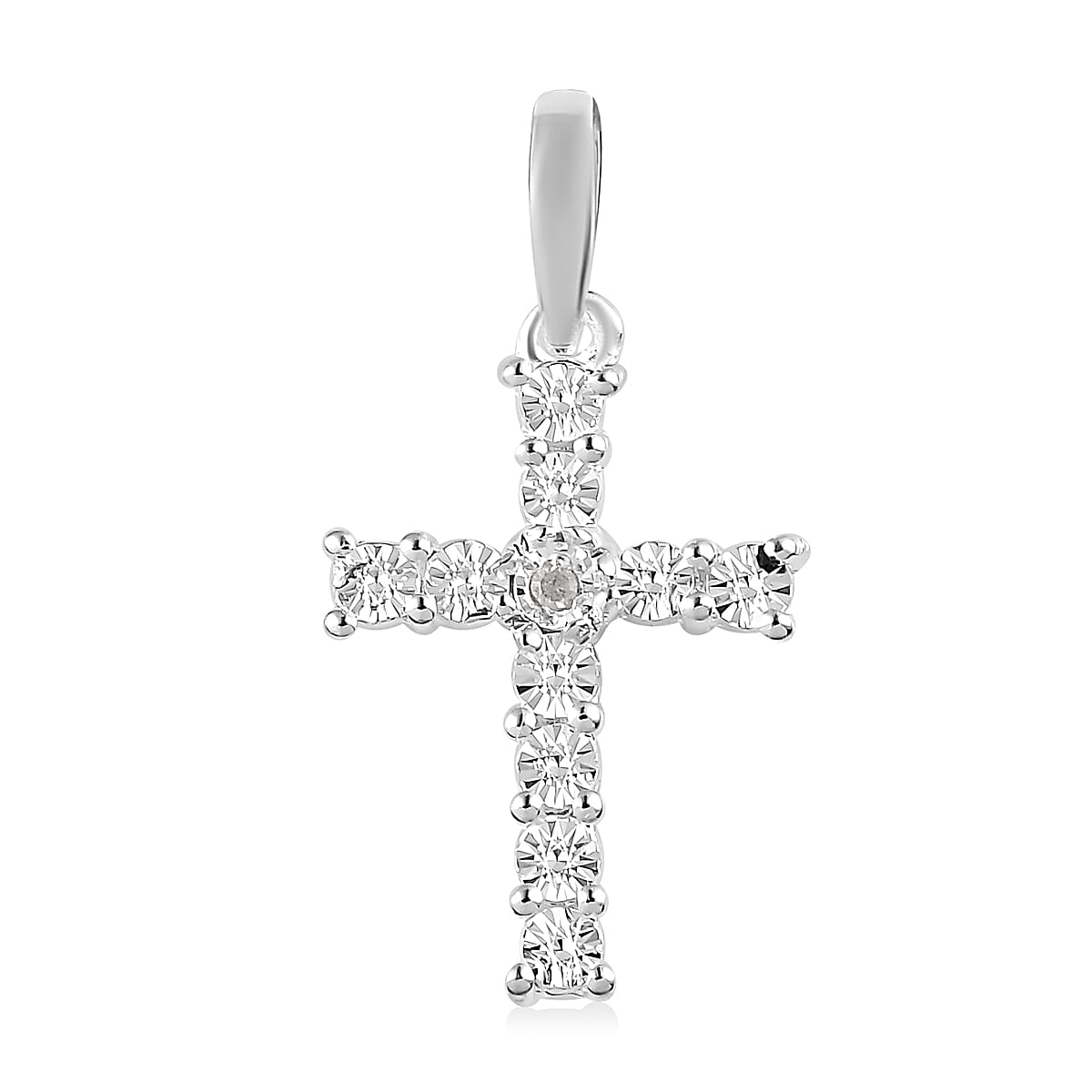 Diamond Accent Cross Pendant in Sterling Silver
