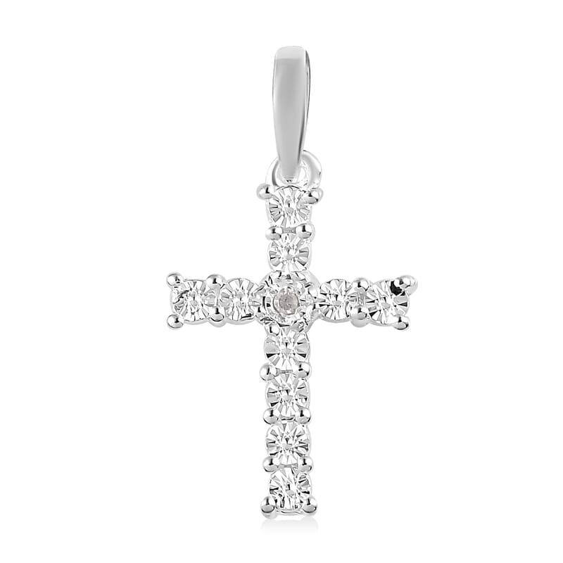 Diamond Accent Cross Pendant in Sterling Silver
