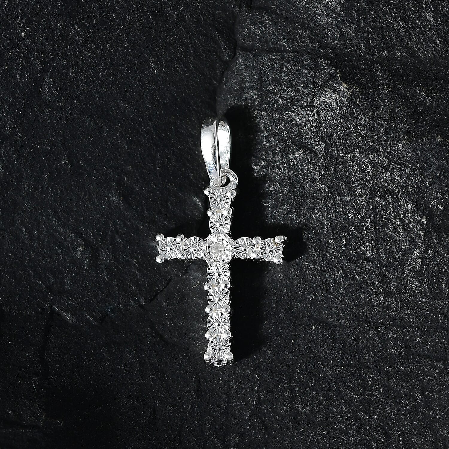 Diamond Accent Cross Pendant in Sterling Silver