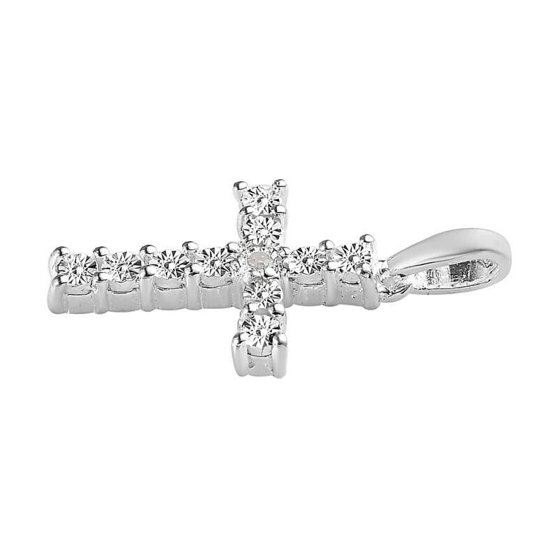 Diamond Accent Cross Pendant in Sterling Silver