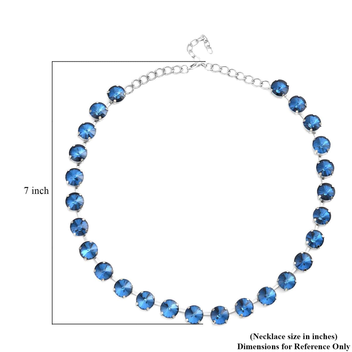 Blue Glass Tennis Necklace 20-22 Inches in Silvertone image number 4