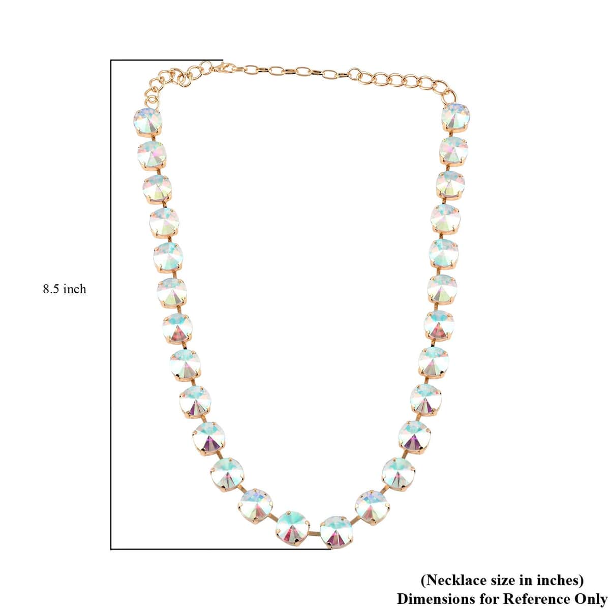 White Mystic Color Glass Tennis Necklace 20-22 Inches in Goldtone image number 2