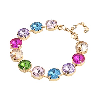 Simulated Multi Gemstone Tennis Bracelet in Goldtone (7.50-9.50In)