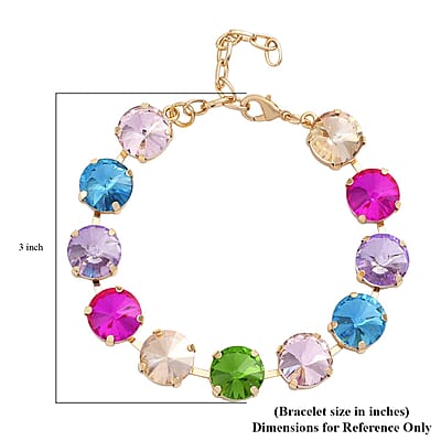 Simulated Multi Gemstone Tennis Bracelet in Goldtone (7.50-9.50In)