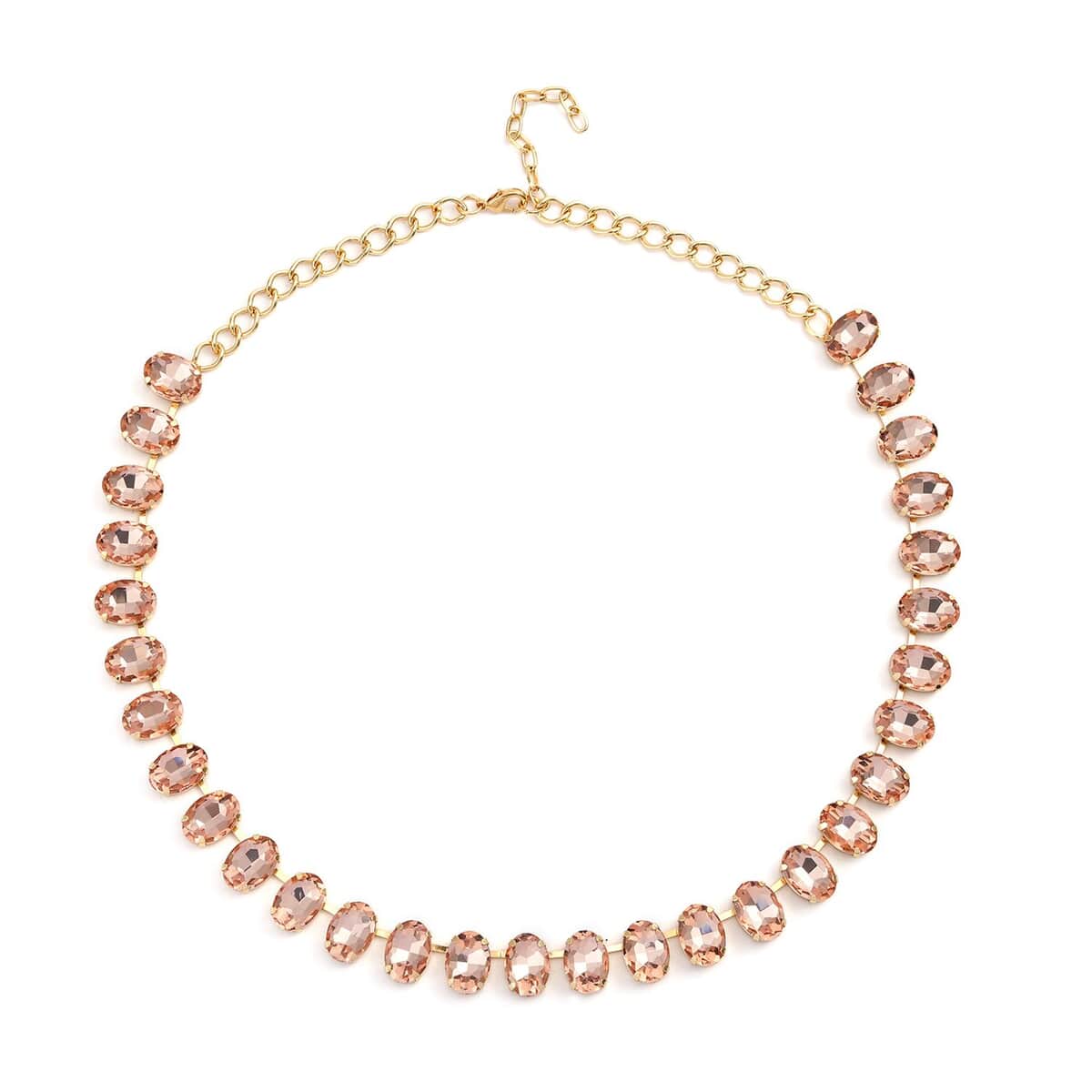 Peach Glass Tennis Necklace 20-22 Inches in Goldtone image number 0