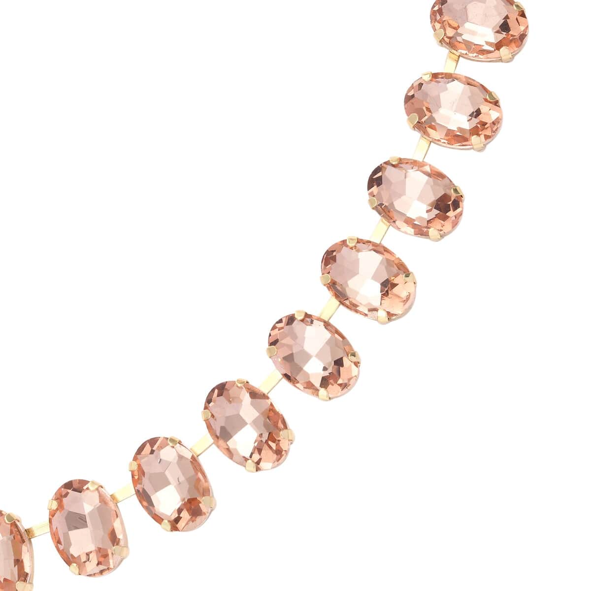 Peach Glass Tennis Necklace 20-22 Inches in Goldtone image number 3