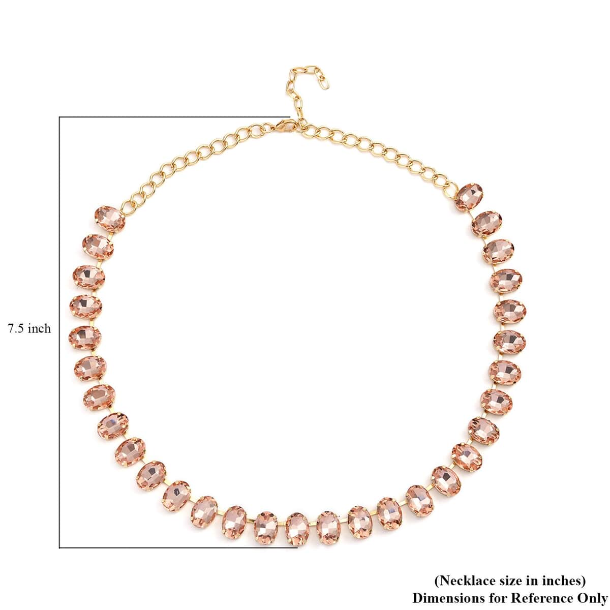 Peach Glass Tennis Necklace 20-22 Inches in Goldtone image number 4