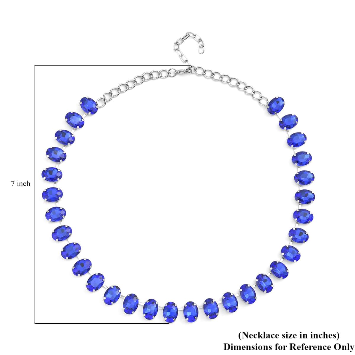 Blue Glass Tennis Necklace 20-22 Inches in Silvertone image number 4