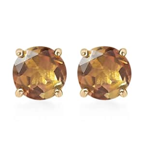 Luxoro AAA Jenipapo Andalusite Stud Earrings, 10K Yellow Gold Earrings, Andalusite Earrings, Gold Studs, Solitaire Studs 1.10 ctw