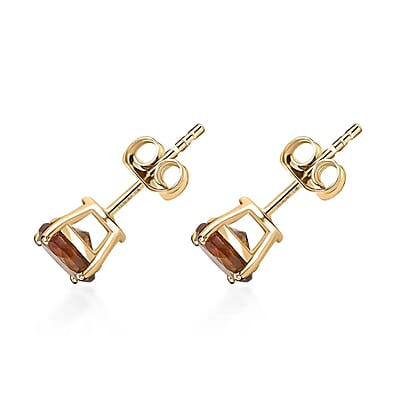 Luxoro AAA Jenipapo Andalusite Stud Earrings, 10K Yellow Gold Earrings, Andalusite Earrings, Gold Studs, Solitaire Studs 1.10 ctw