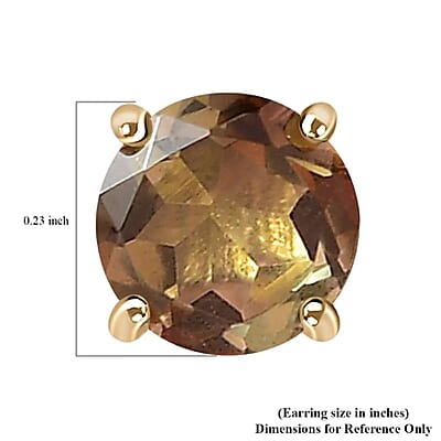 Luxoro AAA Jenipapo Andalusite Stud Earrings, 10K Yellow Gold Earrings, Andalusite Earrings, Gold Studs, Solitaire Studs 1.10 ctw