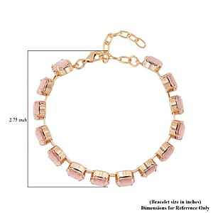 Peach Glass Tennis Bracelet in Goldtone (7.5-9.5In)