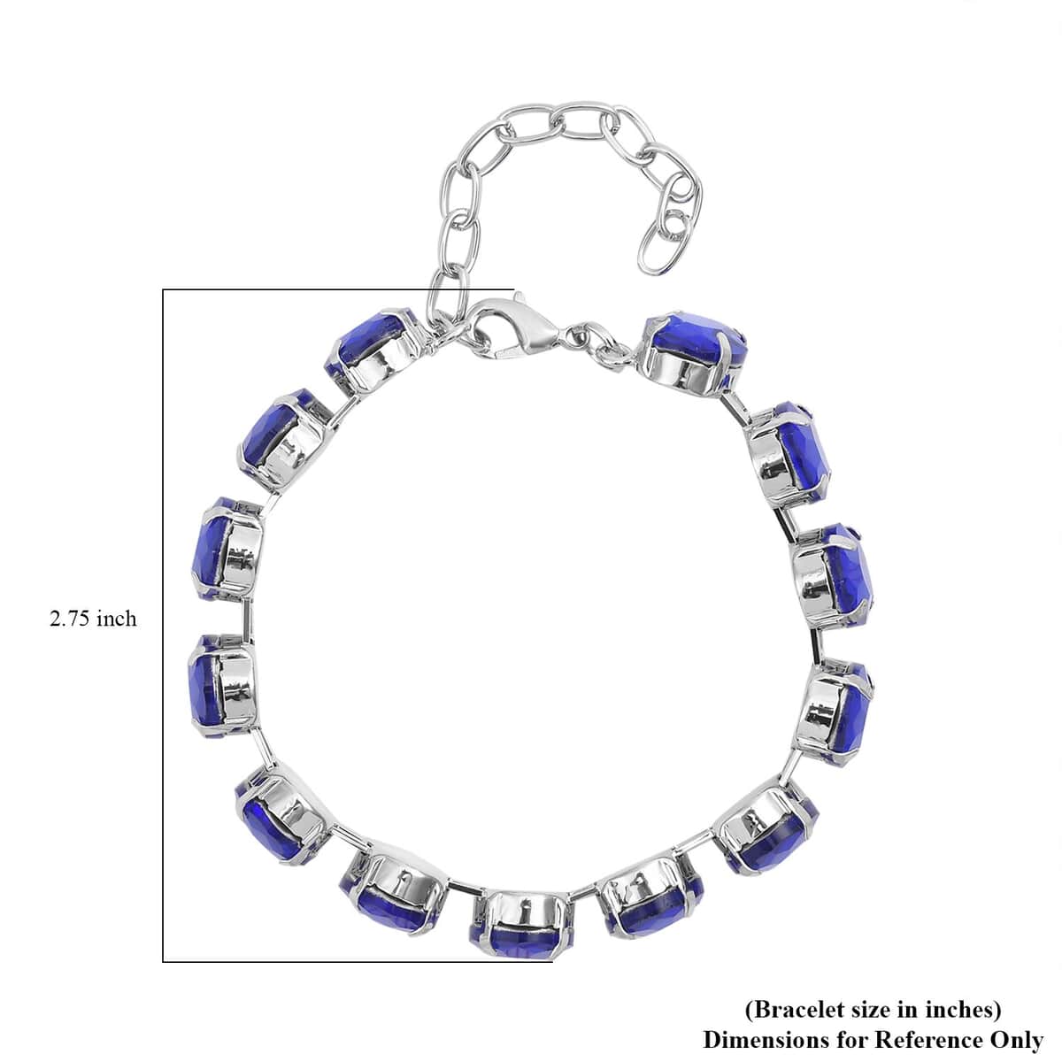 Montana Blue Glass Tennis Bracelet in Silvertone (7.5-9.5In) image number 3