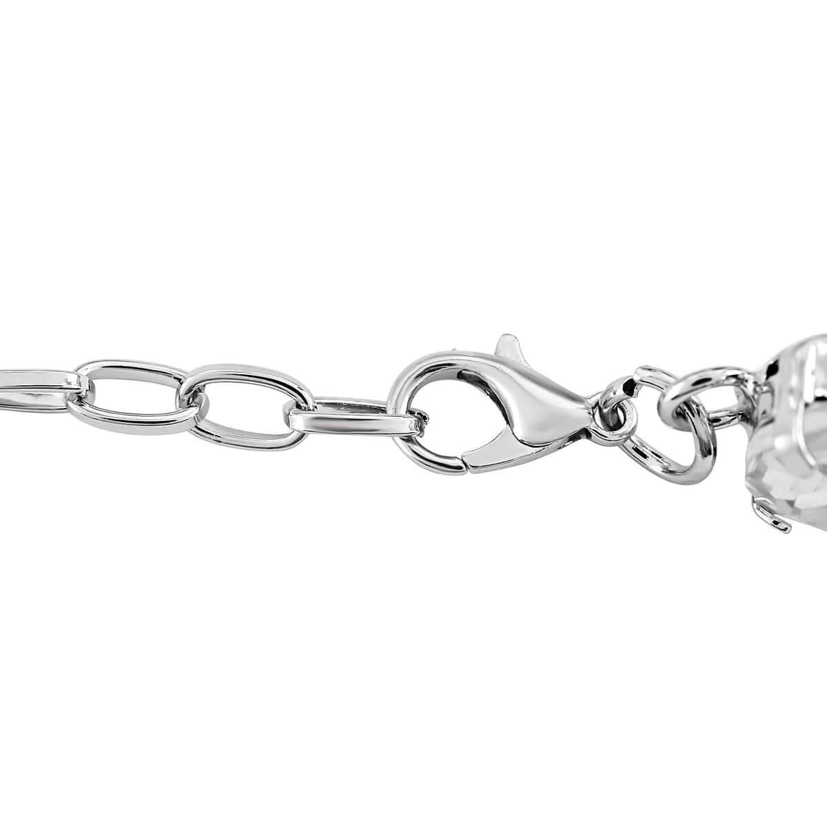 White Glass Tennis Bracelet in Silvertone (7.5-9.5In) image number 2