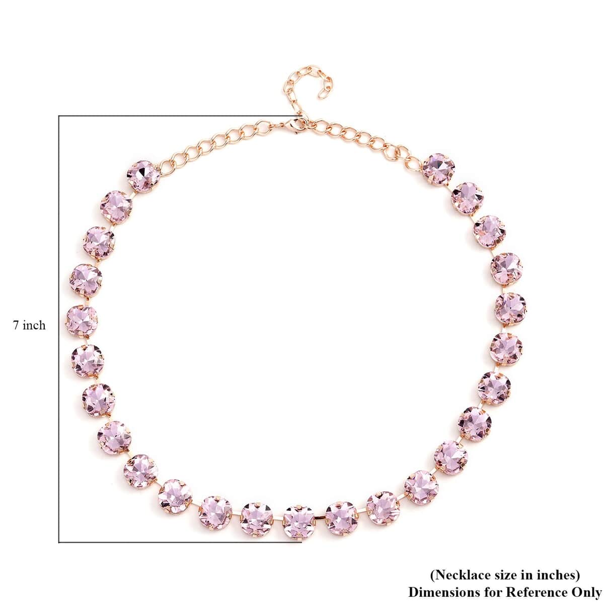 Pink Glass Tennis Necklace 20-22 Inches in Goldtone image number 4