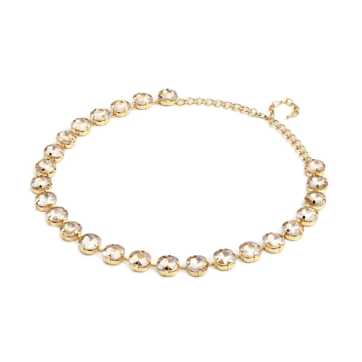 Champagne Glass Tennis Necklace 20-22 Inches in Goldtone image number 2