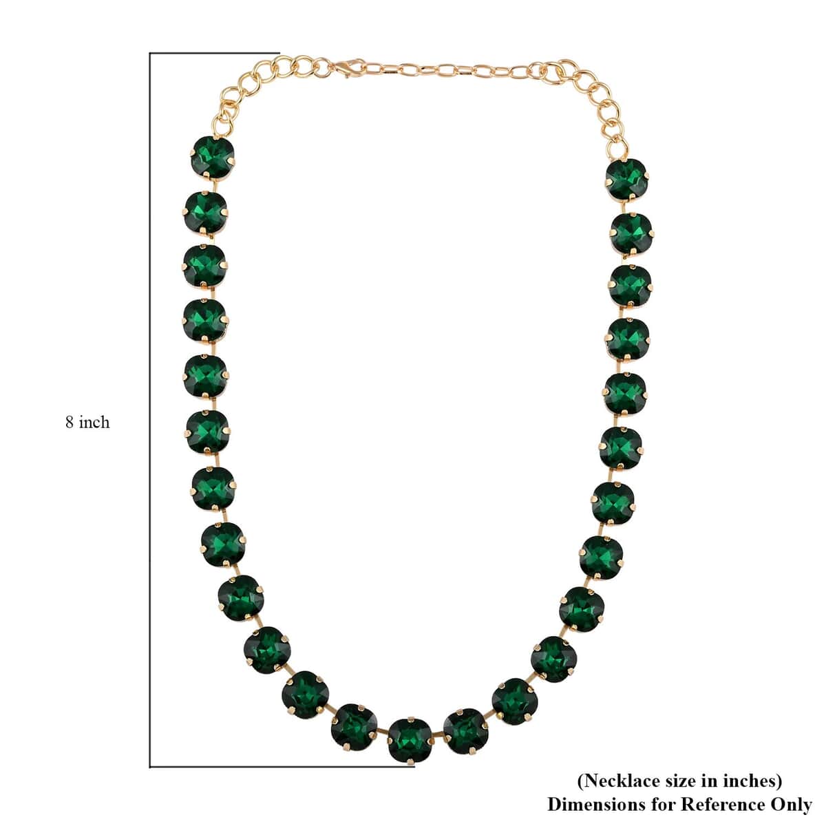 Green Glass Tennis Necklace 20-22 Inches in Goldtone image number 5