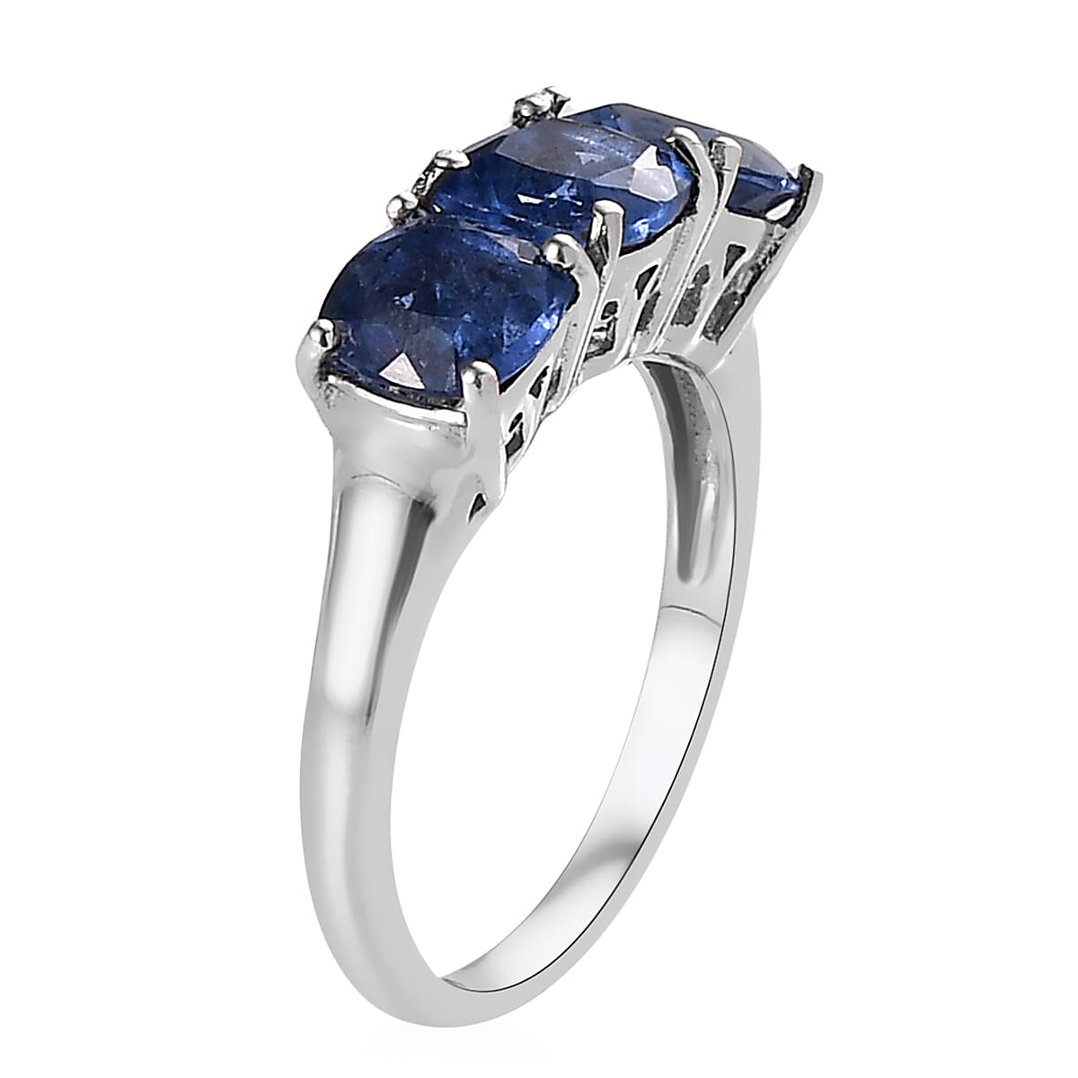 Color Change Fluorite 3 Stone Ring in Platinum Over Sterling Silver (Size 10.0) 3.35 ctw