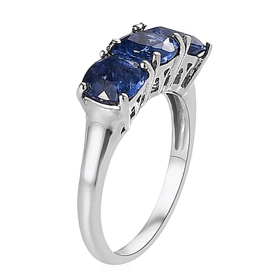 Color Change Fluorite 3 Stone Ring in Platinum Over Sterling Silver (Size 10.0) 3.35 ctw