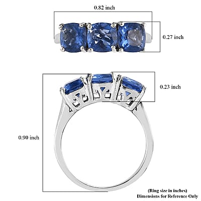 Color Change Fluorite 3 Stone Ring in Platinum Over Sterling Silver (Size 10.0) 3.35 ctw