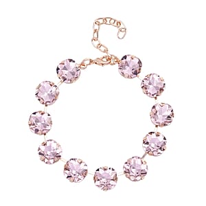 Pink Glass Tennis Bracelet in Rosetone (7.50-9.50In)