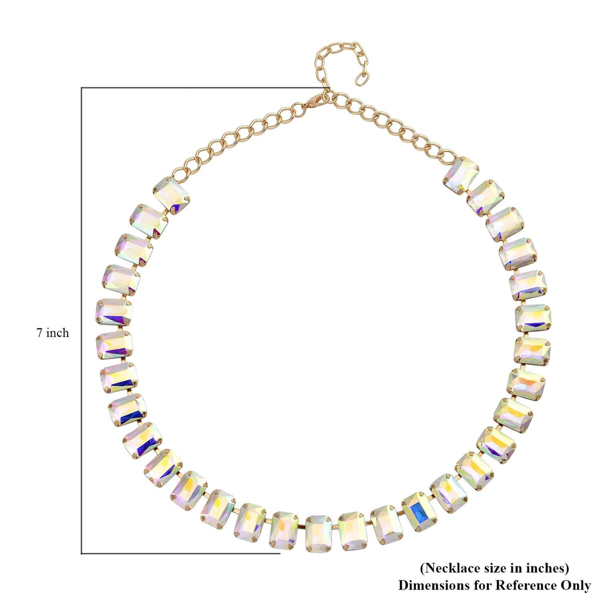 White Mystic Color Glass Tennis Necklace 20-22 Inches in Goldtone image number 4